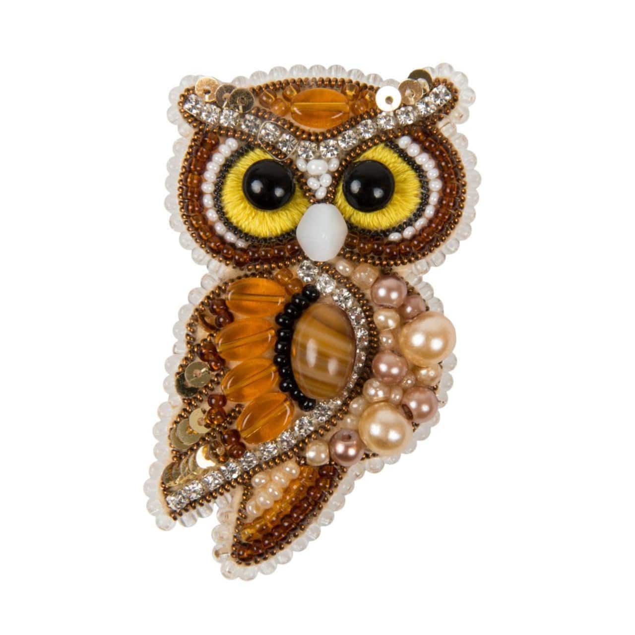 Charivna Mit Owl Brooch Crystal Art Beadwork kit